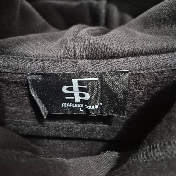 Men's Fearless Souls Black Hoodie with Gray Logo Size L nwot - Picture 6 of 8